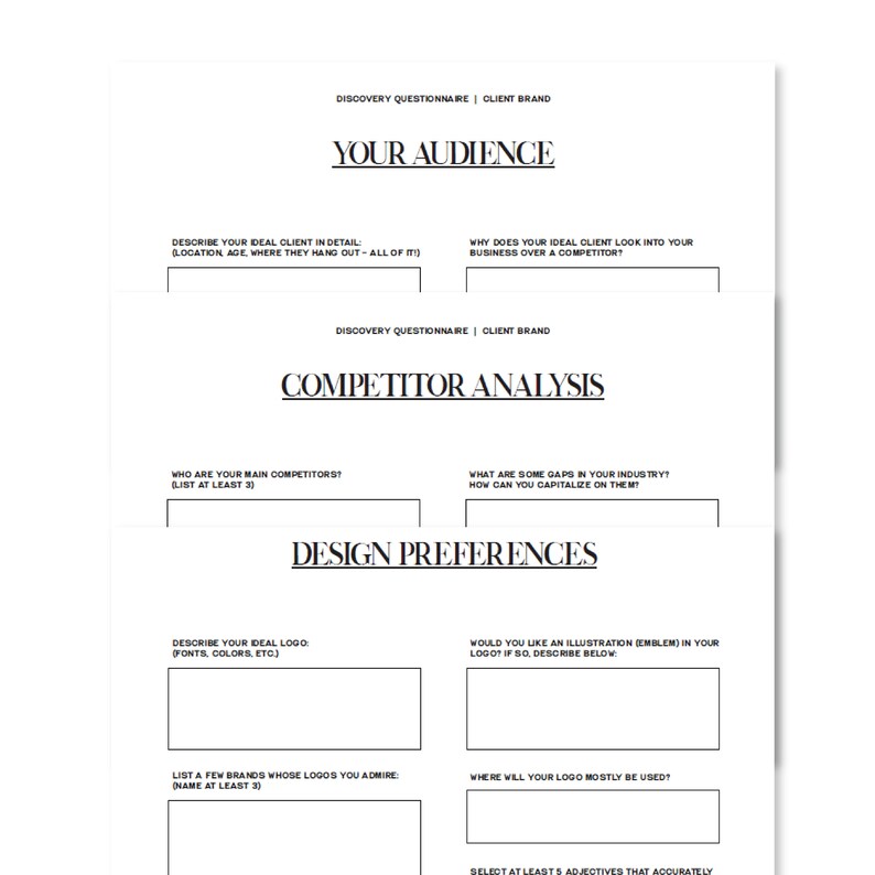 Client Questionnaire Template, Design Client Questionnaire, Client