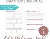 Gratitude Journal Printable | 2 Pages + Canva Template | Daily & Weekly Gratitude Prompts, Reflection + Mindset Worksheets