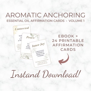 Aromatische verankering: deel 3, etherische oliekaarten, etherische oliemengsels, dagelijkse affirmatiekaarten, digitale download, afdrukbaar