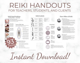 Dispense Reiki per insegnanti, studenti e clienti, Manuali di formazione Reiki, Guida Chakra, Pacchetto stampabile, Manuali del corso Reiki