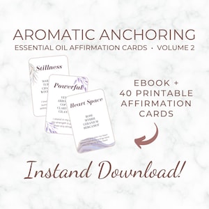 Aromatische verankering: deel 2, etherische oliekaarten, etherische oliemengsels, dagelijkse affirmatiekaarten, digitale download, afdrukbaar