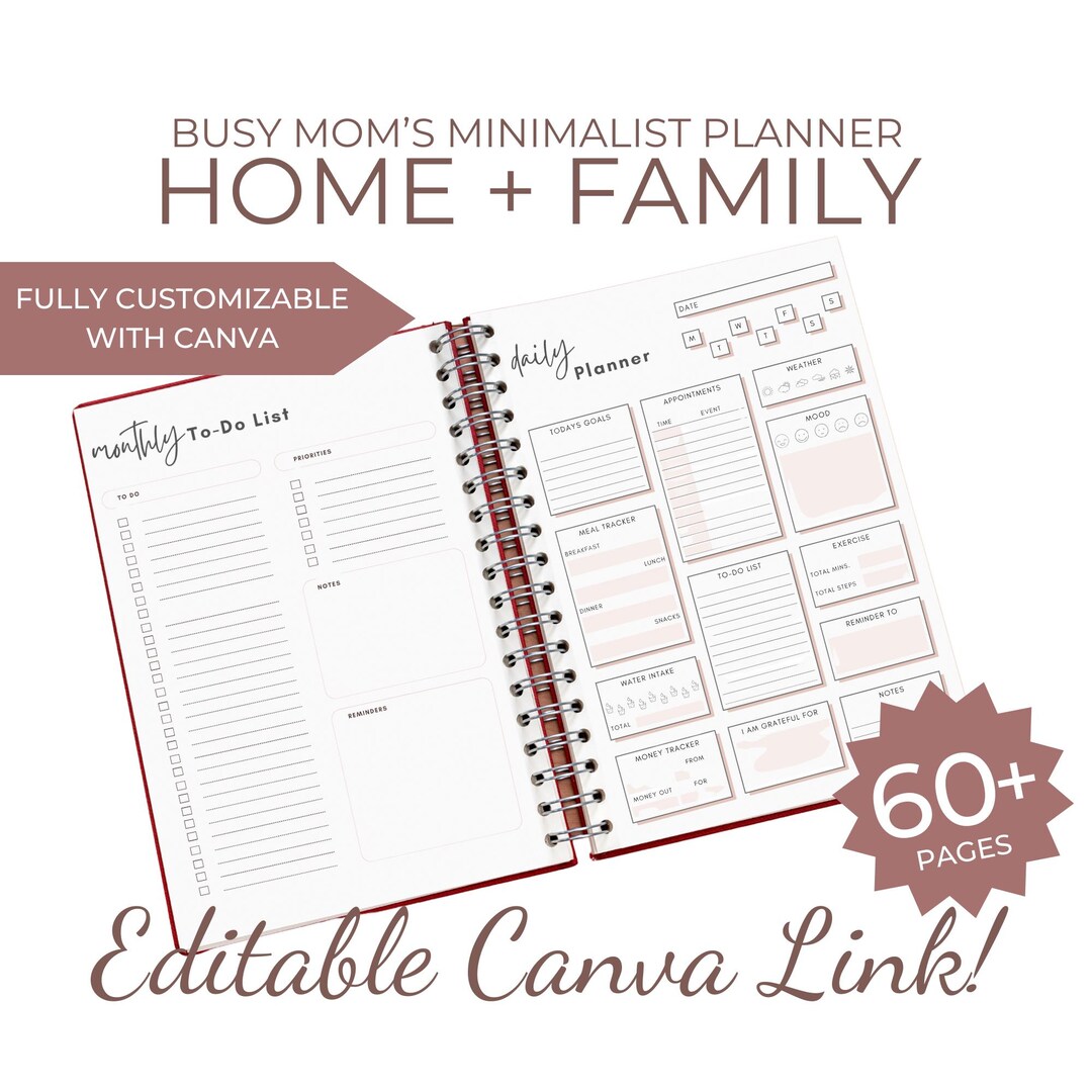 Busy Mom Planner Bundle: Minimalist Home & Family Organizer (PDF ...