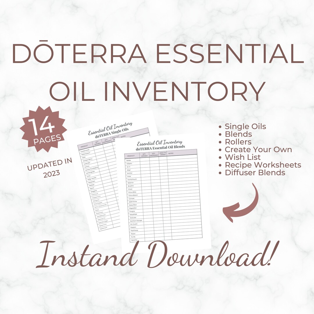 Dōterra Essential Oil Inventory Checklist Printable Sheet - Etsy
