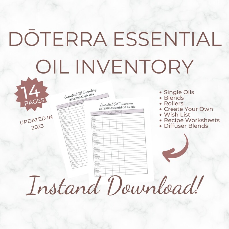 Dōterra Essential Oil Inventory Checklist Printable Sheet - Etsy