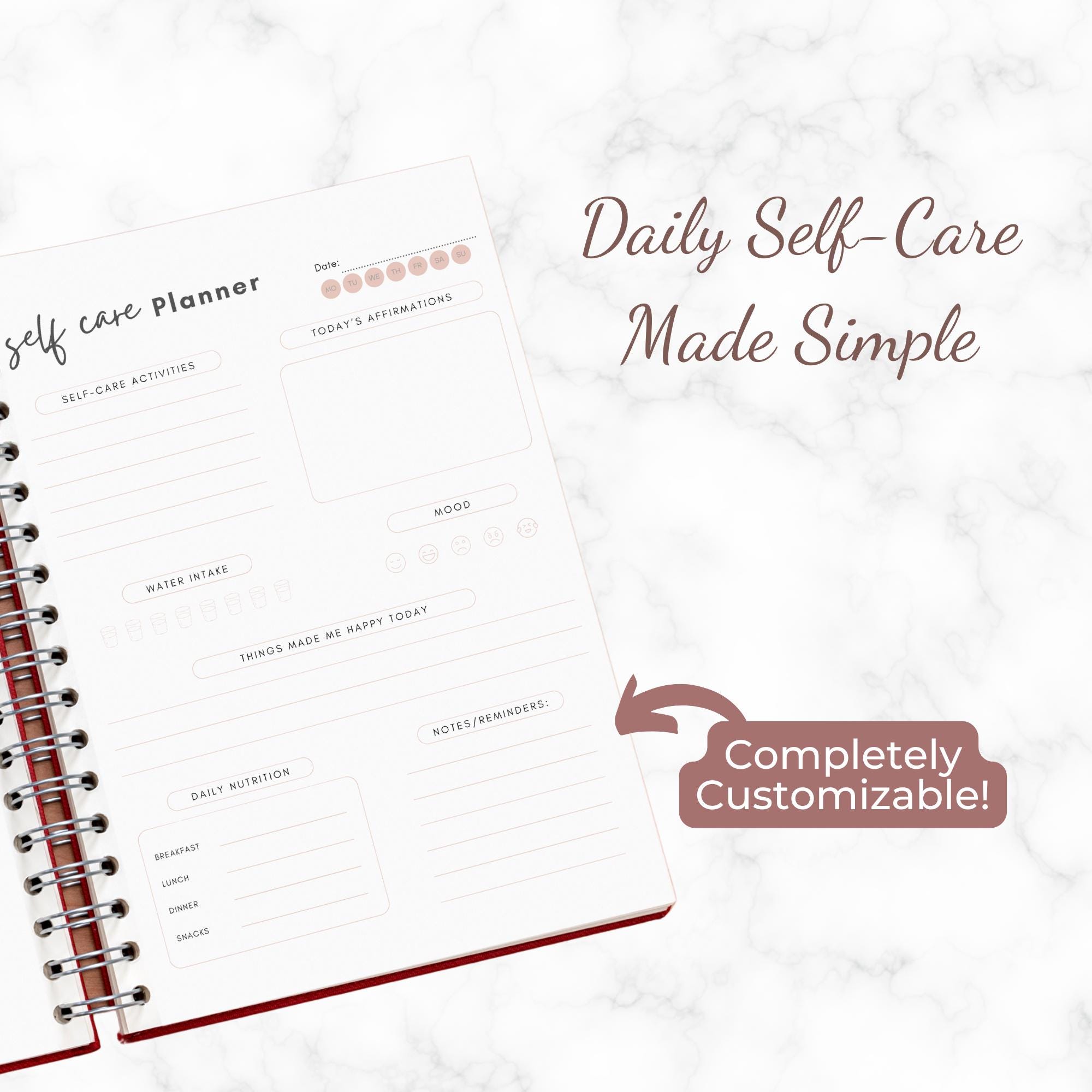 Self Care Planner Printable | 8 Pages + Canva Templates | Checklists ...
