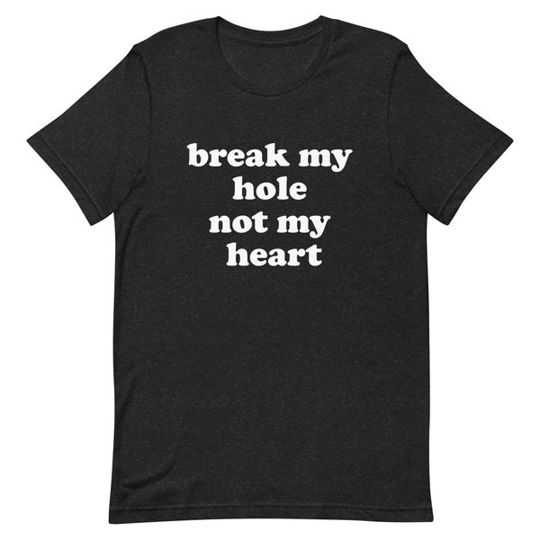 Break My Hole Not My Heart, Joke Tee, Gift Shirt, Funny Meme TShirt, Broken Hearted Shirt, Sarcasm Tee