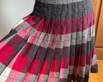 Vintage Tartan Pleated Wool Skirt By Sportrite Junior