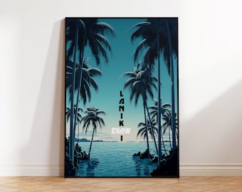 Lanikai Beach Surf Poster, Lanikai Beach Travel Poster, Lanikai Beach Print Hawaii, Lanikai Beach Wall Art