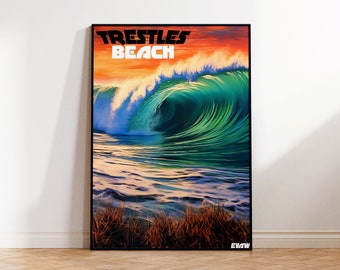 Trestles Beach Poster, San Clemente Travel Poster, Lower Trestles Wall  Art, California Beach Digital Illustration, Surf Poster