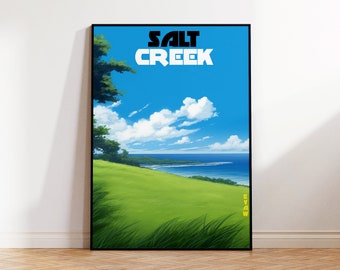 Salt Creek Beach Poster, Dana Point Travel Poster, Surf Wall Art, Meadows Illustration, Surf Poster