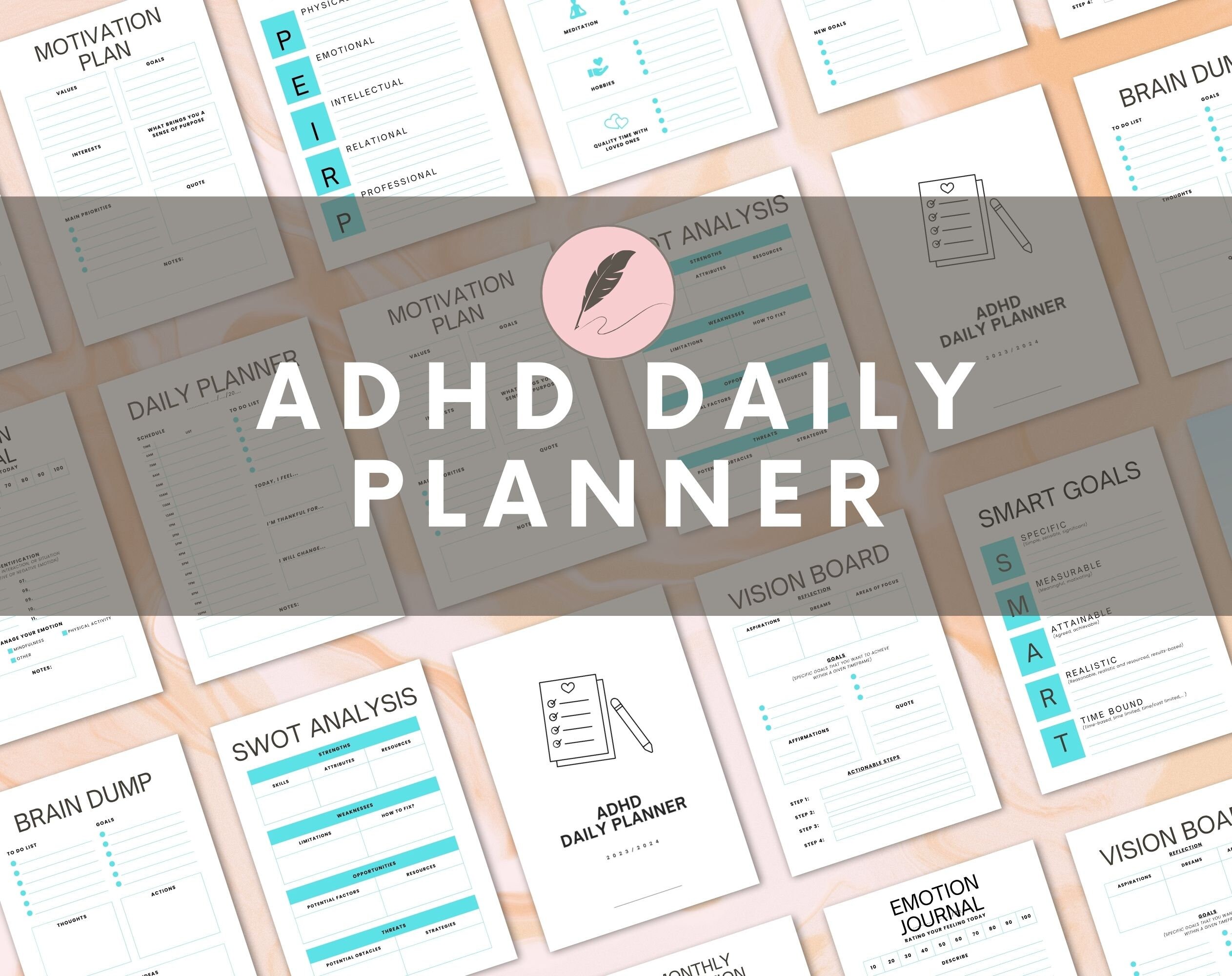 ADHD Printable Digital Planner for Adult | Checklist Productivity Life ...