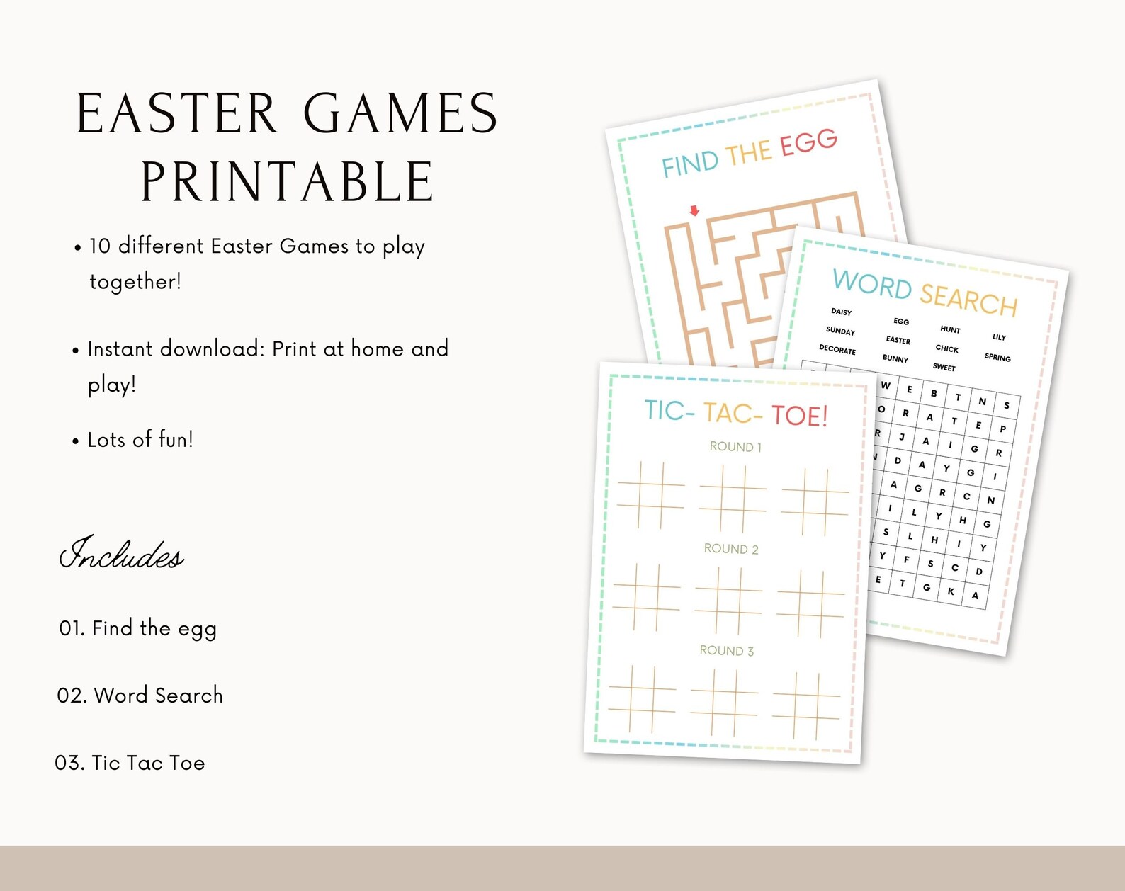 Easter Games Printable, for Kids, Easter Activities, Printable Games ...