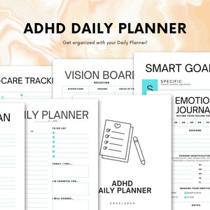 ADHD Printable Digital Planner For Adult | Checklist Productivity Life Planner | Task Tracker | Daily Routine |