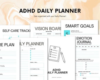 ADHD Printable Digital Planner For Adult | Checklist Productivity Life Planner | Task Tracker | Daily Routine |