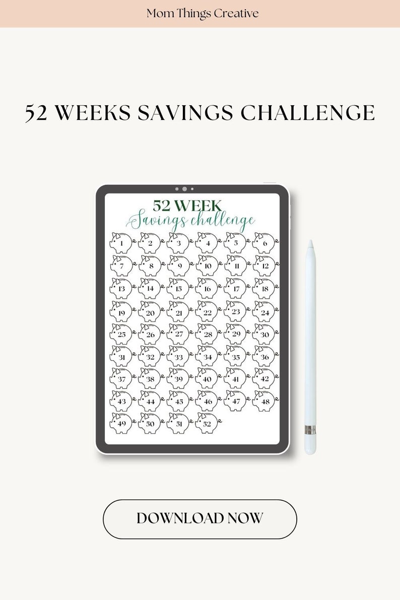 52 Weeks Savings Challenge Printable - Etsy