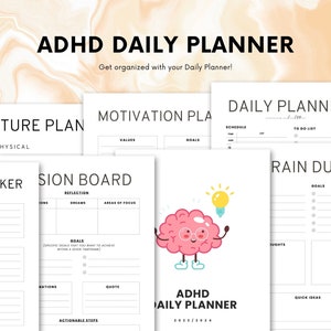 ADHD Printable Digital Planner For Adult | Checklist Productivity Life Planner | Task Tracker | Daily Routine |