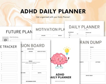 ADHD Printable Digital Planner For Adult | Checklist Productivity Life Planner | Task Tracker | Daily Routine |
