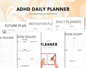 ADHD Printable Digital Planner For Adult | Checklist Productivity Life Planner | Task Tracker | Daily Routine | ADHD workbook, planner