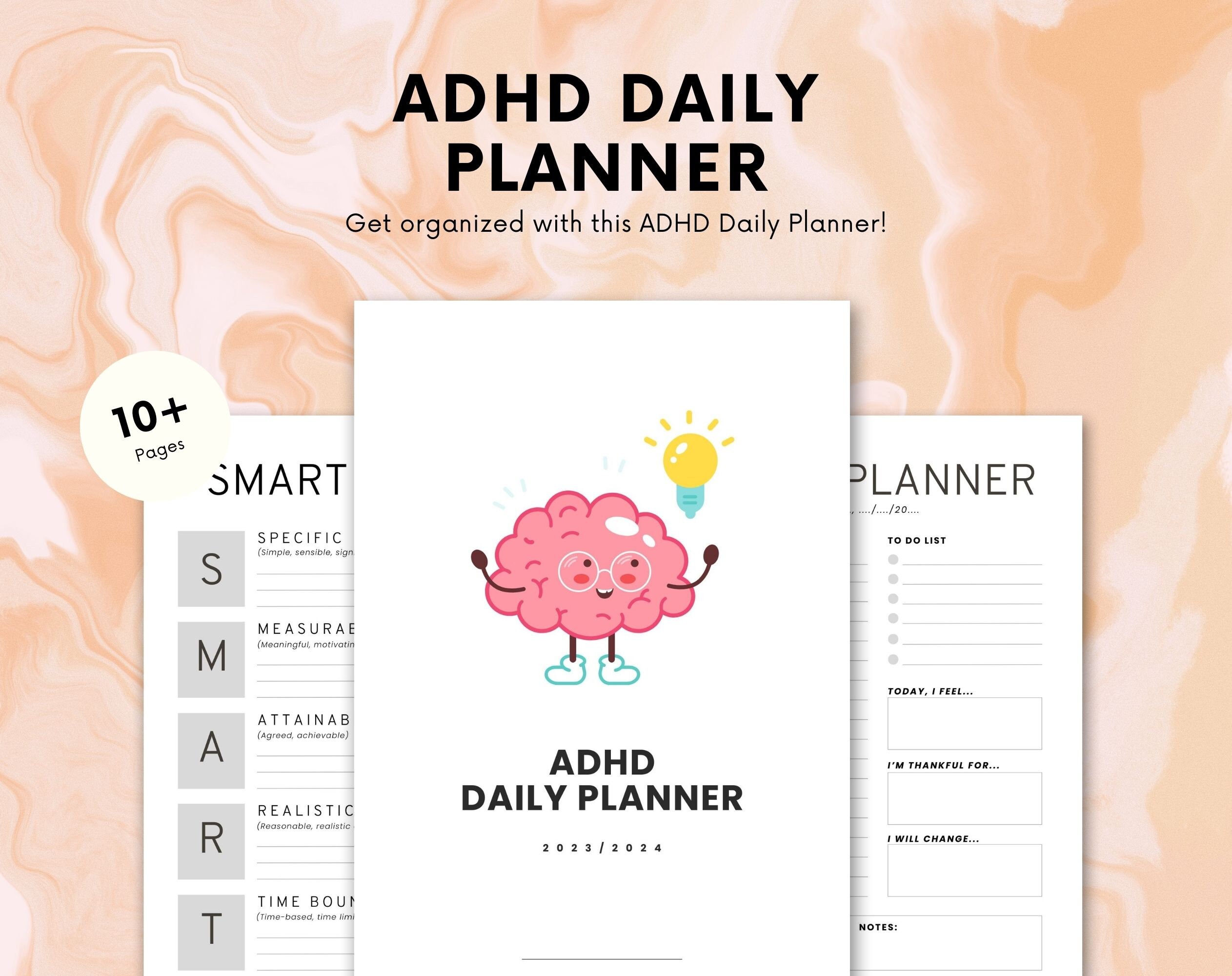 ADHD Printable Digital Planner for Adult Checklist Productivity Life ...