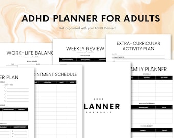 ADHD Printable Digital Planner For Adult | Checklist Productivity Life Planner | Task Tracker | Daily Routine | Printable planner