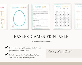 Easter Games Printable, For kids, Easter Activities, printable games bundle, Easter printables, Kids games, family activities,