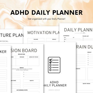 ADHD Printable Digital Planner For Adult | Checklist Productivity Life Planner | Task Tracker | Daily Routine |