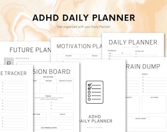 ADHD Printable Digital Planner For Adult | Checklist Productivity Life Planner | Task Tracker | Daily Routine |