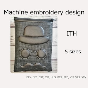 Diseño de bordado a máquina para bolso de hombre "In The Hoop": Proyecto ITH (5x7, 6x10, 7x11, 8x12) (Descarga digital)