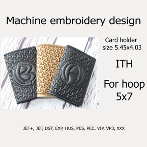 En el estuche Hoop Card Diseños de bordado monograma Letra trapunto Proyectos ITH para Hoop 5x7