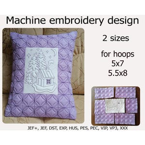 Embroidery designs Quilt blocks for creating a pillow Trapunto Embroidery files 2 sizes for hoops 5x7  5.5x8