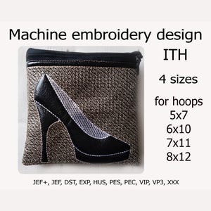 Maskinbroderidesign med In the Hoop-väska, sko ITH-projekt för ringar 5x7 6x10 7x11 8x8
