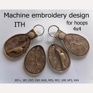 In the hoop Stickdatei Schlüsselanhänger mit Spiralen von ITH zum Sticken von Stickrahmen 10×10