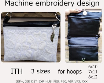 ITH zip bag  Flowers Embroidery design In The Hoop phone case ITH projects for hoops 6x10 7x11 8x12