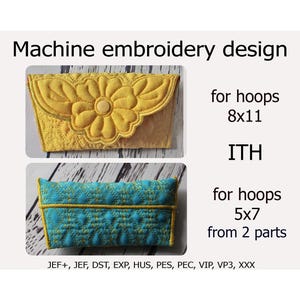 Eyeglass case  In the Hoop Flower Embroidery design file ITH project For Hoops 8x10 5x7