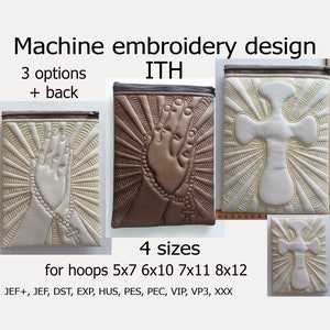 Bag In The Hoop Hands Rozenkrans Kruisborduurontwerpen ITH Cosmetische tas ITH-project