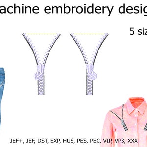 Pode incluir: Design de bordado de m&aacute;quina de um z&iacute;per em cinco tamanhos. O design est&aacute; dispon&iacute;vel nos formatos JEF+, JEF, DST, EXP, HUS, PES, PEC, VIP, VP3 e XXX.