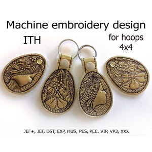 In the hoop Stickdatei Schlüsselanhänger Mädchen mit Blumen ITH designs für Stickrahmen 10×10