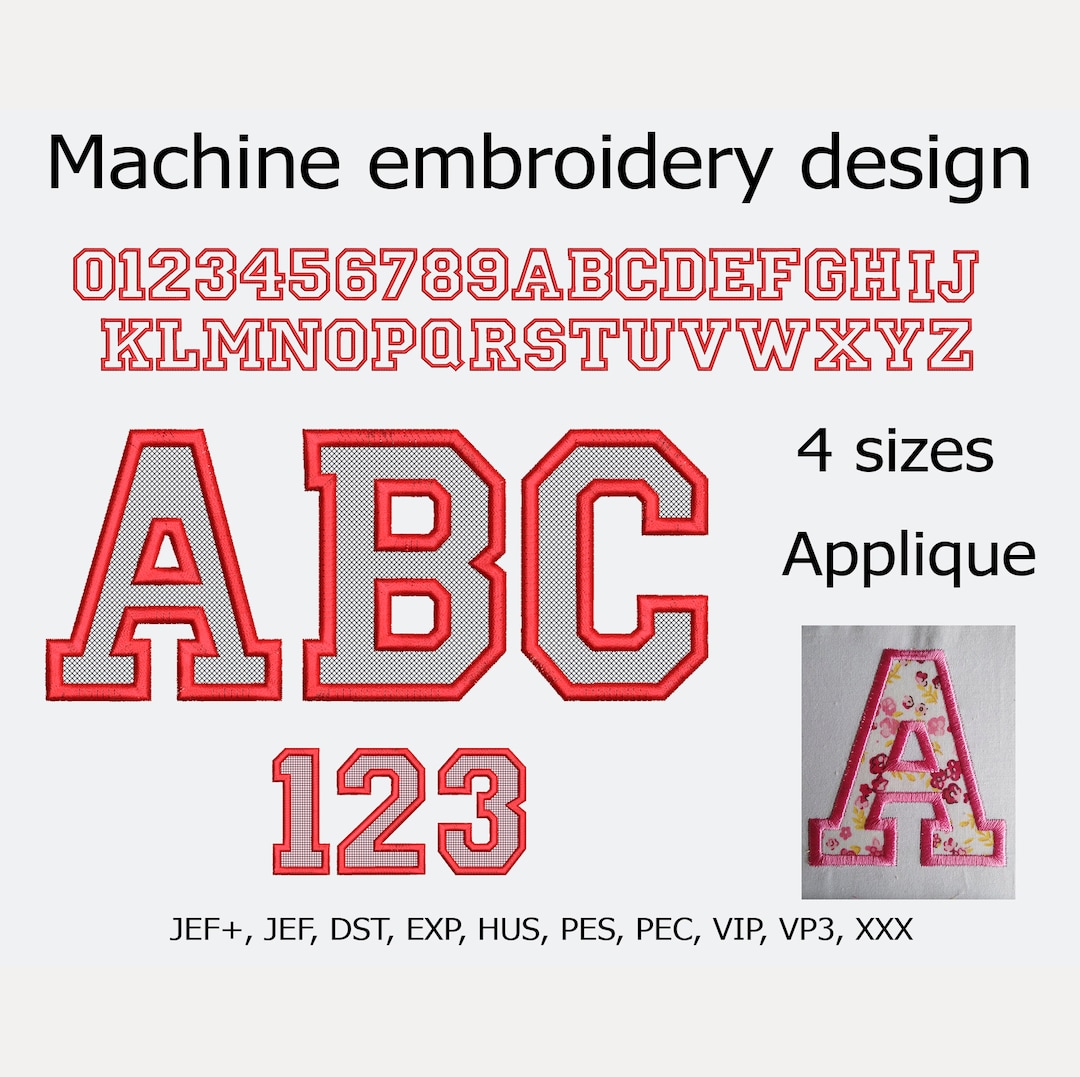 Applique Letters and Numbers Embroidery Designs Decor Monogram Font Embroidery File Set AZ 09