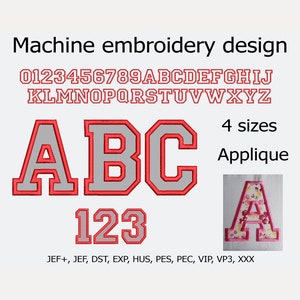 Diseños de bordado de letras y números para apliques, decoración, conjunto de archivos de bordado de fuentes de monogramas A-Z 0-9