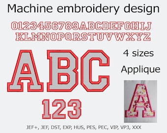 Applikation Buchstaben und Zahlen Stickmuster Dekor Monogramm Schrift Stickdatei Set A-Z 0-9