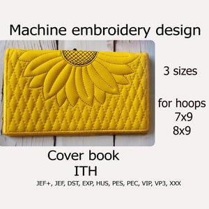 Omslag för planering In the Hoop-broderimönster trapunto Omslag för dagbok Maskinbroderifodral ITH Checkbok ITH-projekt