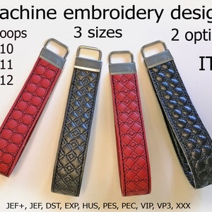 Conception de broderie de bracelet de machine dans le cerceau Sangles de poignet ITH Key Fob Projet de broderie pour cerceaux 6x10 8x11 8x12 image 1