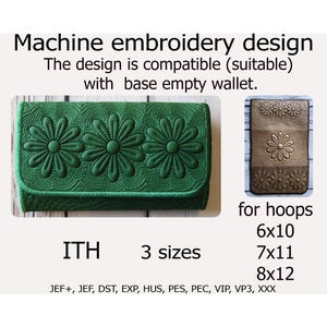 In the Hoop Portemonnaie Blumen Stickerei ITH Geldbörse, Handytasche, Clutch, Täschchen. ITH Projekt für Stickrahmen 6x10 7x11 8x12