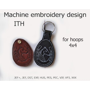 ITH Stickdatei Hufeisen und Pferd Schlüsselanhänger In the hoop projekte für 10×10