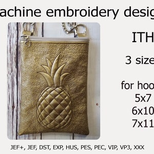 In der Stickrahmentasche Ananas Stickdatei ITH designs für Stickrahmen 5x7 6x10 7x11