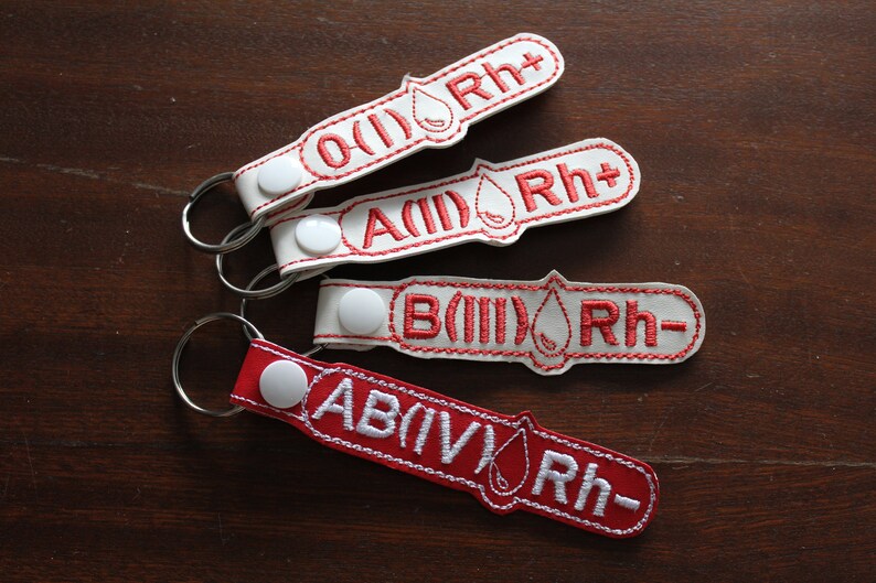 In the Hoop Key Fob Blood Type Embroidery Design ITH Snap Tab Projects ...