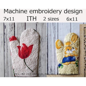 Oven mitt In the Hoop Pot holder Machine embroidery design ITH Embroidery project For Hoops 7x11 6x10