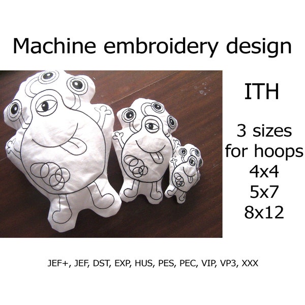 In The Hoop Soft Toy Monster Machine embroidery design Coloring Toy ITH project for hoops 4x4 5x7 8x12