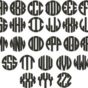 K&ouml;nnte beinhalten: Ein Satz schwarzer und wei&szlig;er Monogramm-Buchstaben in einem Kreis. Die Buchstaben sind in einer fetten, Blockschrift. Die Buchstaben sind von A bis Z.