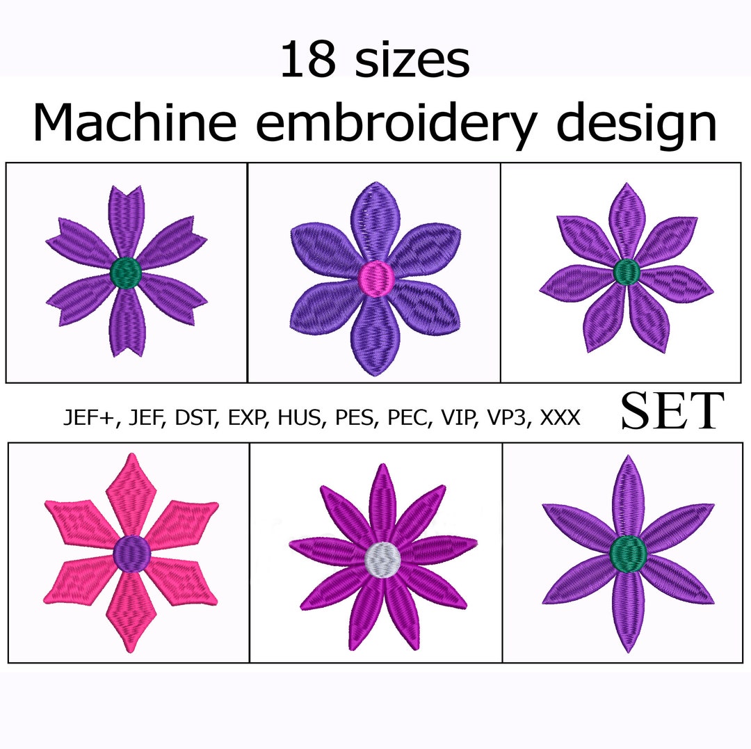 Machine Embroidery Design Flower Embroidery File 18 Sizes - Etsy